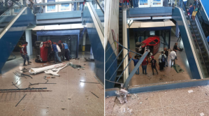 Insólitas imágenes: carro perdió los frenos y cayó al vacío en un centro comercial de Maracay