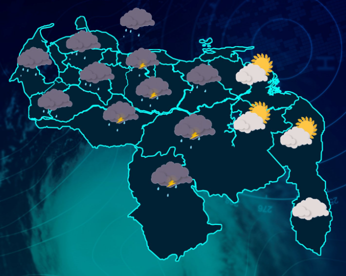 Inameh prevé lluvias de intensidad variable en varios estados de Venezuela este #8Feb