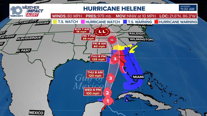 Helene se convierte en “peligroso huracán” de categoría 3 en su ruta a Florida